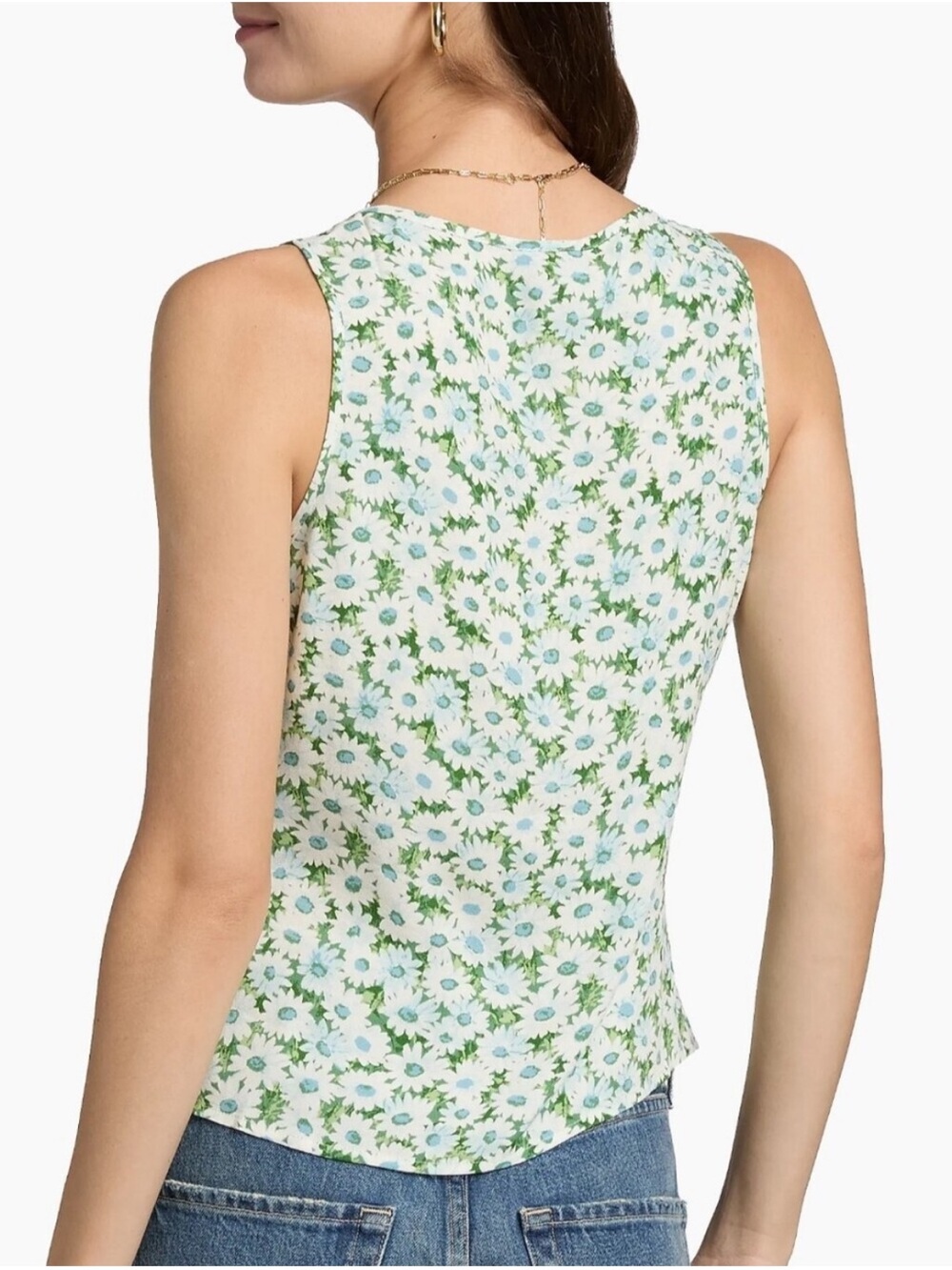 Reformation Miri Floral Tie-Front Tank Top In Daisy Meadow - Picture 8 of 8